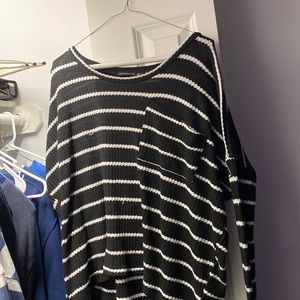 long sleeve black and white striped sweater